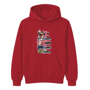 Anime Unisex Hoodie Eat Sleep Anime Gaming Repeat