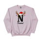 Reindeer Christmas Hat Sweatshirt with Custom Initial and Name PW237