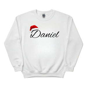 Personalised Christmas Sweatshirt with Custom Name & Santa Hat PW236