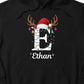 Reindeer Christmas Hat Hoodie with Custom Initial & Name PW237