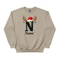 Reindeer Christmas Hat Sweatshirt with Custom Initial and Name PW237