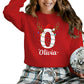 Reindeer Christmas Hat Sweatshirt with Custom Initial and Name PW237