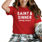 Saint & Sinner Christmas T-Shirt - PW228