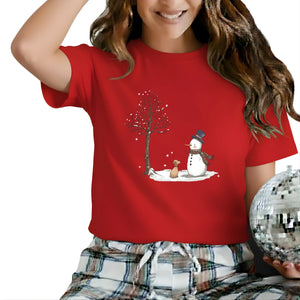 Cozy Christmas Snowman and Puppy T-Shirt - PW246