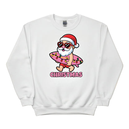 Santas Summer Break Beach Bat and Holiday Cheer Christmas Sweatshirt - PW257
