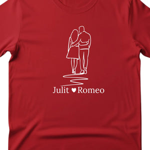 Step by Step Heart to Heart Couple Name Personalised Printing T-Shirt PW312