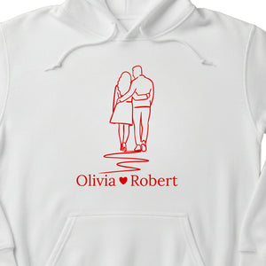 Step by Step Heart to Heart Couple Name Personalised Printing Hoodie PW312