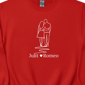 Step by Step Heart to Heart Valentine's Day Couple Name Personalised Printed Sweatshirt PW312