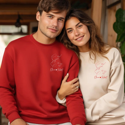 Waddle Wonder Valentine's Day Couple Name Personalise Printed Sweatshirt PW316