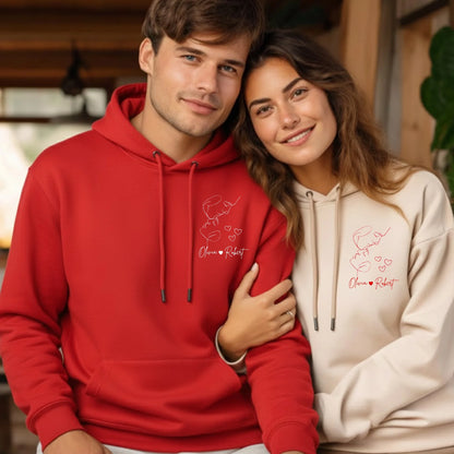 Waddle Wonder Valentine's Day Couple Name Personalise Printed Hoodie PW316