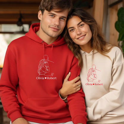 Wrapped in Each Other's Arms Forever Valentine's Day Couple Name Personalised Printed Hoodie PW317