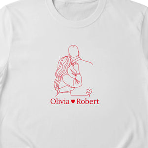 Wrapped in Each Other's Arms Forever Valentine's Day Couple Name Personalised Printed T-Shirt PW317