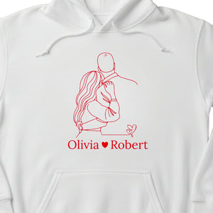 Wrapped in Each Other's Arms Forever Couple Name Personalised Printed Hoodie PW317