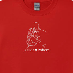 Wrapped in Each Other's Arms Forever Couple Name Personalised Printed Sweatshirt PW317