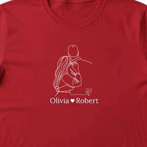 Wrapped in Each Other's Arms Forever Couple Name Personalised Printed T-Shirt PW317