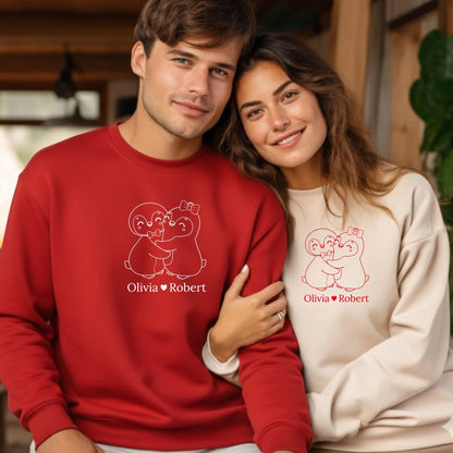 Nature's Tender Moment Valentine's Day Couple Name Personalised Printed Sweatshirt PW318