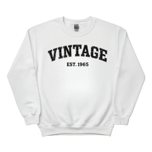 Vintage EST. Personalised Year Printed Birthday Sweatshirt - PW403