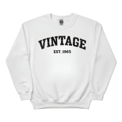 Vintage EST. Personalised Year Printed Birthday Sweatshirt - PW403