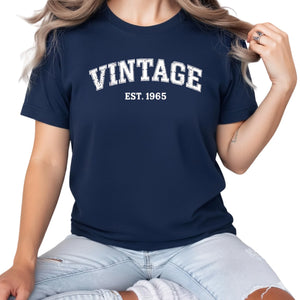 Vintage EST. Personalised Year Printed Birthday T-Shirt  - PW403
