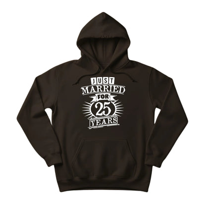 Just Married for 25 Years Silver Jubilee Printed Hoodie - PW407