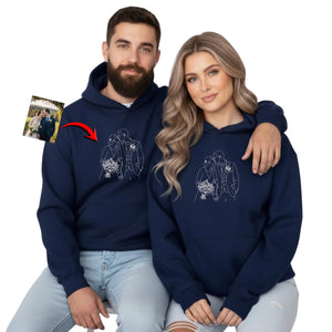 A Promise Sealed with Love Couple Image Sketch Printed Hoodie - PW419