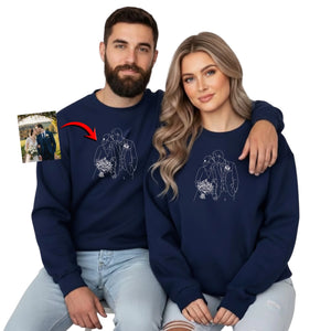 A Promise Sealed with Love Couple Image Sketch Printed Sweatshirt - PW419
