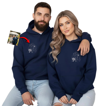 A Promise with Love Couple Personalised Image Sketch Printed Hoodie - PW420