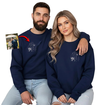 A Promise with Love Couple Personalised Image Sketch Printed Sweatshirt - PW420
