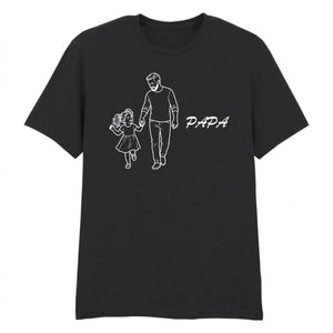 Papa & Daughter Line Art Fathers Day Printed Unisex T-Shirt