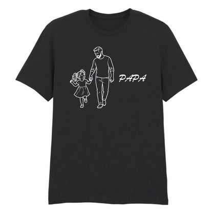 Papa & Daughter Line Art Fathers Day Printed Unisex T-Shirt