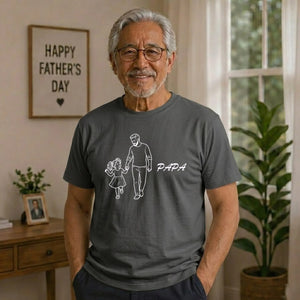 Papa & Daughter Line Art Fathers Day Printed Unisex T-Shirt