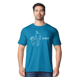Papa & Daughter Line Art Fathers Day Printed Unisex T-Shirt