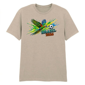 Parrot & Soccer Design Brazil 2026 Printed Unisex Tshirt