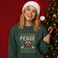 Peace Reindeer And Bell Christmas Unisex Sweatshirt