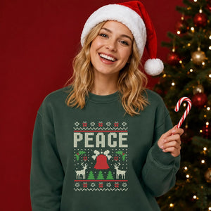 Peace Reindeer And Bell Christmas Unisex Sweatshirt