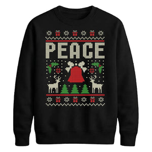 Peace Reindeer And Bell Christmas Unisex Sweatshirt