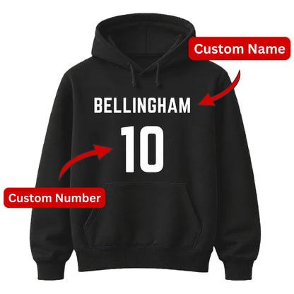 Personalised Football Player Name & Number Printed Unisex Hoodie