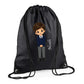 Personalised Kids String Bag with Custom Name School Boy Design