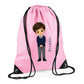 Personalised Kids String Bag with Custom Name School Boy Design