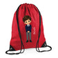 Personalised Kids String Bag with Custom Name School Boy Design