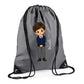 Personalised Kids String Bag with Custom Name School Boy Design