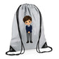 Personalised Kids String Bag with Custom Name School Boy Design