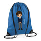 Personalised Kids String Bag with Custom Name School Boy Design