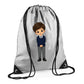 Personalised Kids String Bag with Custom Name School Boy Design