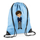 Personalised Kids String Bag with Custom Name School Boy Design