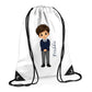 Personalised Kids String Bag with Custom Name School Boy Design