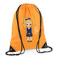 Personalised Kids String Bag with Custom Name School Girl Design