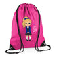 Personalised Kids String Bag with Custom Name School Girl Design
