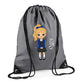 Personalised Kids String Bag with Custom Name School Girl Design