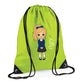 Personalised Kids String Bag with Custom Name School Girl Design